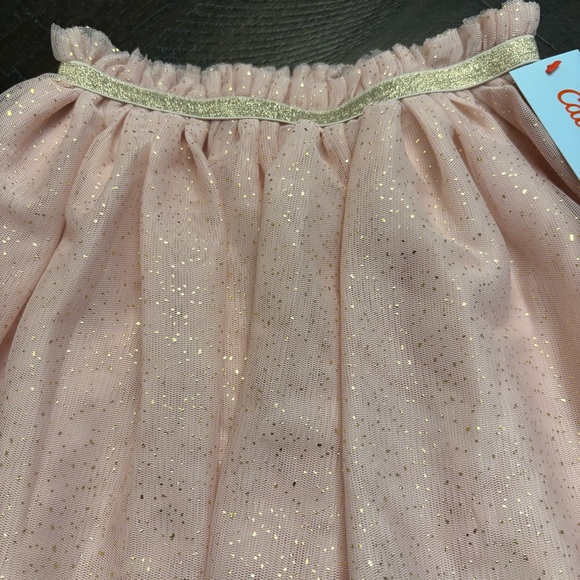 Cat and Jack Tulle Tutu Skirt NWT Blush Pink with Gold Trim Glitter Size 3T New - Picture 3 of 9